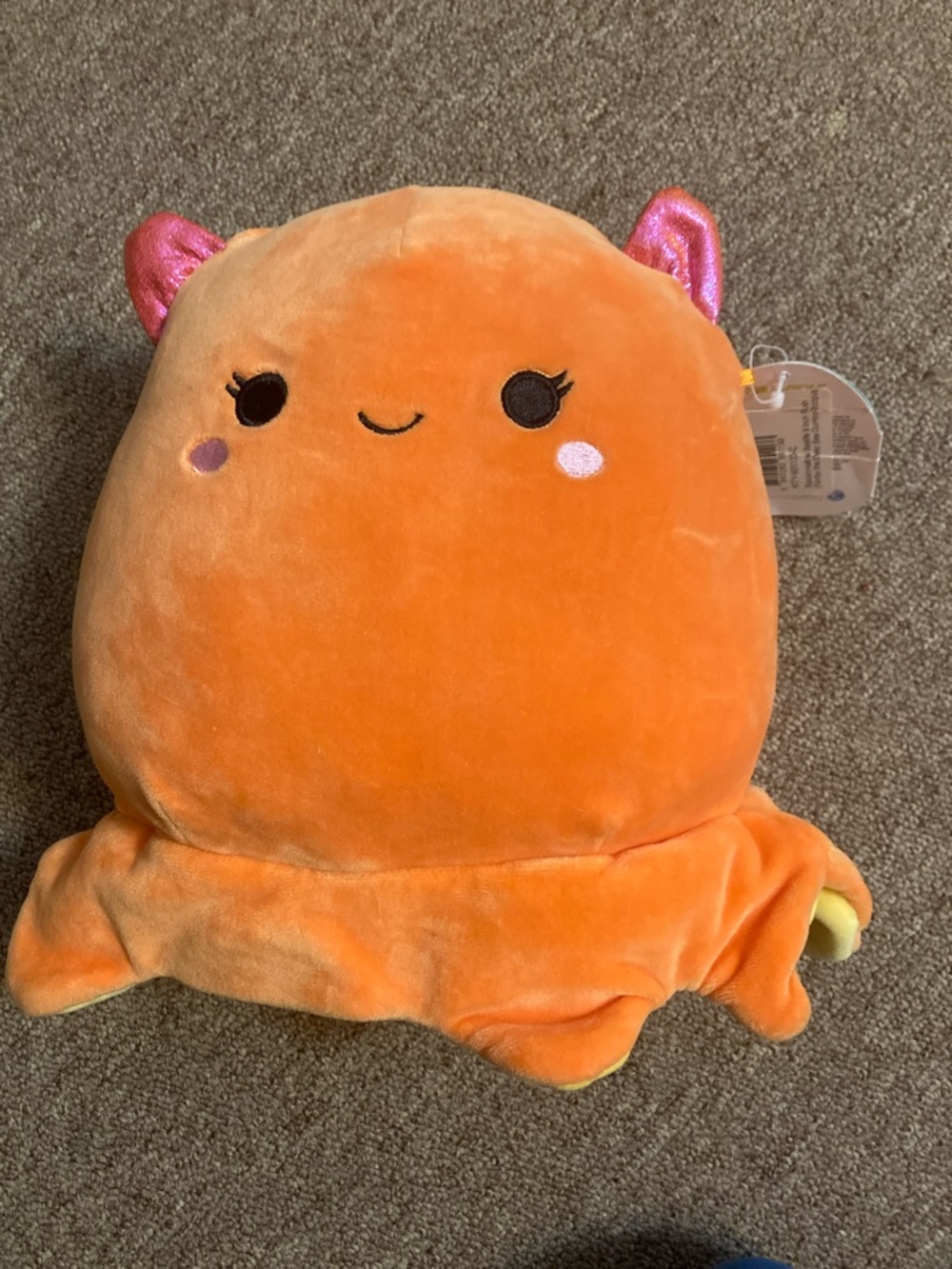 Squishmallows Orange Norbu with Pink Sparkle Accents